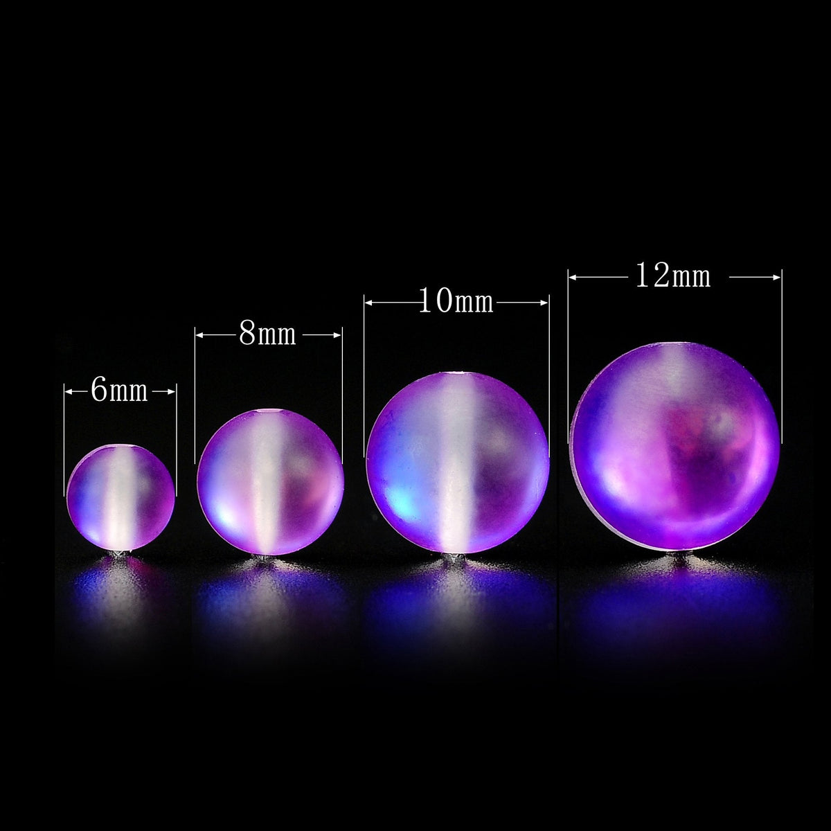 RUBYCA 8mm Round Moonstone Matte Crystal Glass Beads Aura for Jewelry Making Purple, 1 Strand