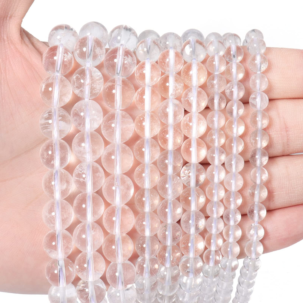 60pcs 6mm Natural Clear Quartz Crystal Gemstone Beads Energy Healing Crystal Round Loose Stone Beads for Jewelry Making, DIY Bracelets Necklaces