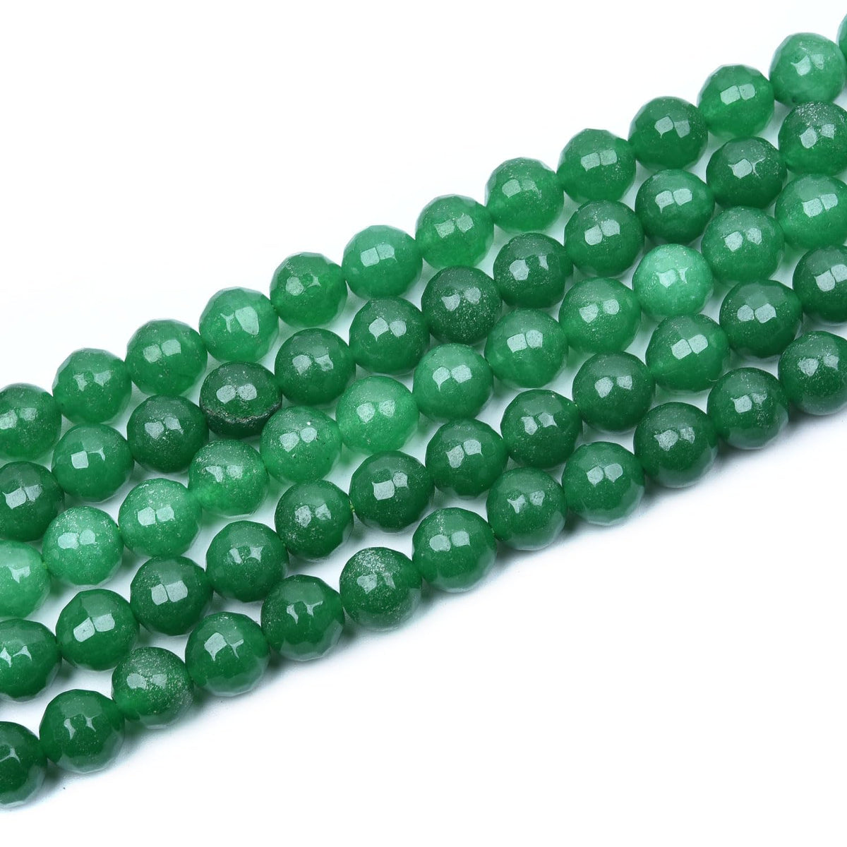 HAAMIIQII 8mm Dark Green Jade Faceted Round Stone Spacer Beads, Loose Gemstone Beads for Jewelry Making, DIY Bracelet, Necklace, Healing Crystal 14 Inch (45pcs)
