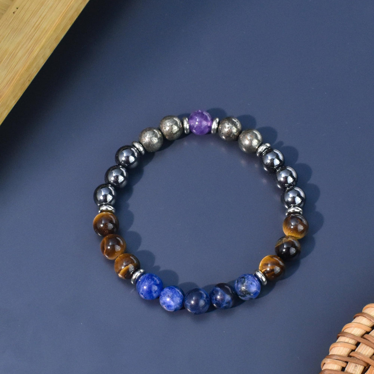 Ayriwoyi Men's Bracelet Healing Bracelet for Men Blue Stone Tiger Eye Hematite beaded Bracelets for Men Strength Bracelets for Women