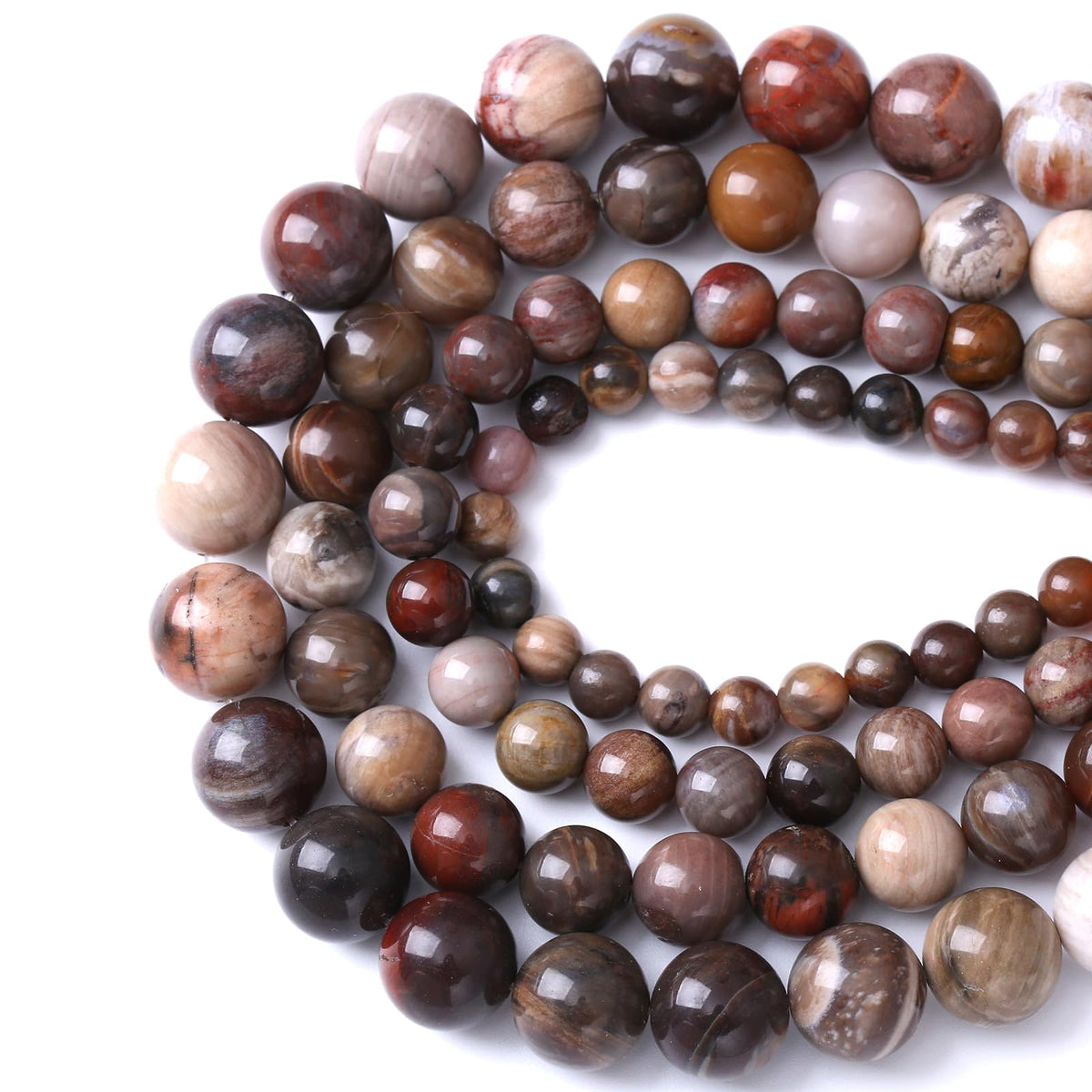 45pcs 8mm Natural Wooden Petrified Jade Agate Gemstone Beads Round Loose Spacer Beads for Jewelry Making DIY Bracelet Necklace 1 Strand 15inch