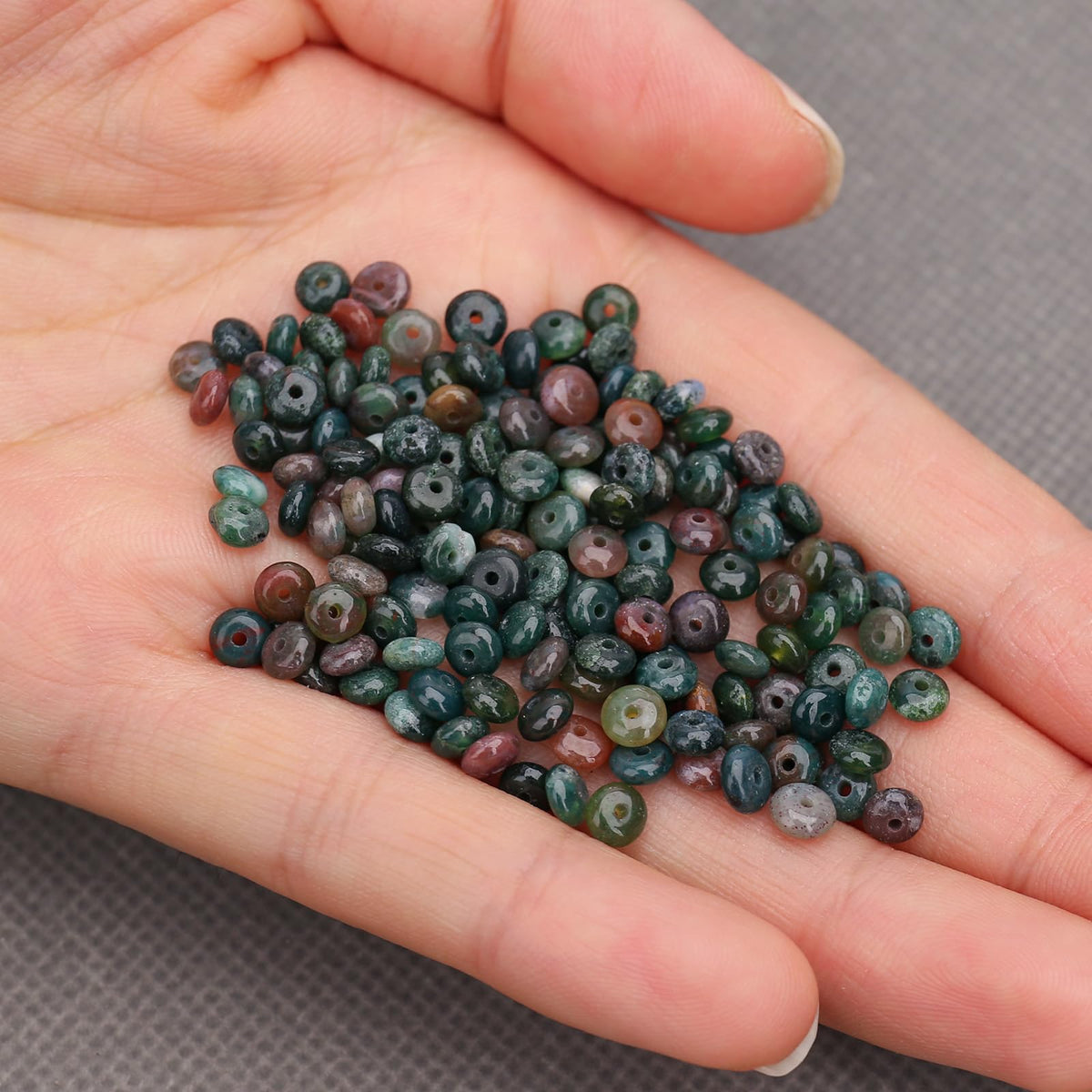 BONNY BOXX 150PCs Natural 2 * 4mm India Agate Rondelle Beads, Natural Abacus Disk Stone Beads Loose Spacer Gemstone Beads for DIY Bracelet Necklace Jewelry Making