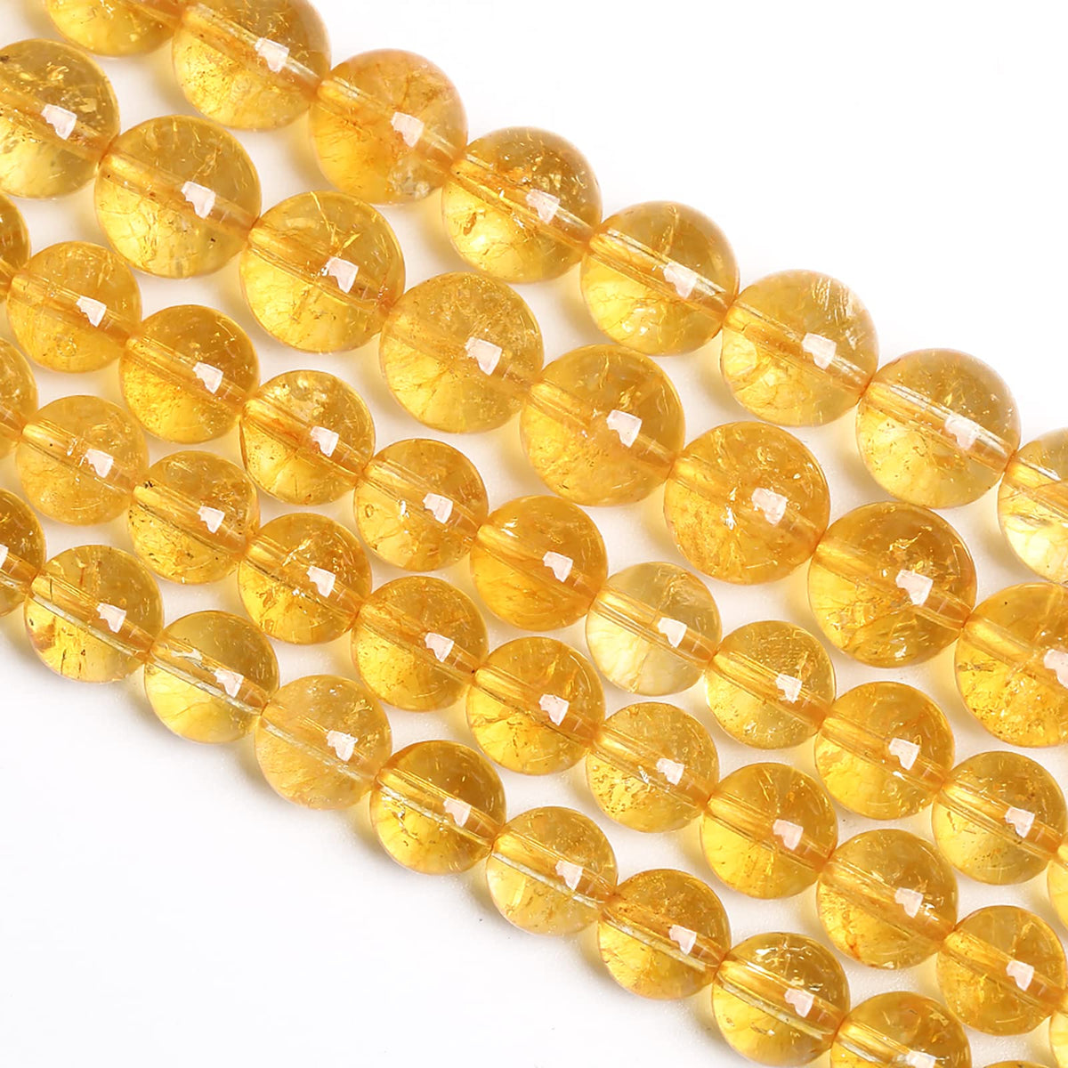 4MM 86PCS Natural Citrine Yellow Quartz Crystal Round Spacer Loose Beads for Jewelry Making 15 inches DIY Bracelet Necklace