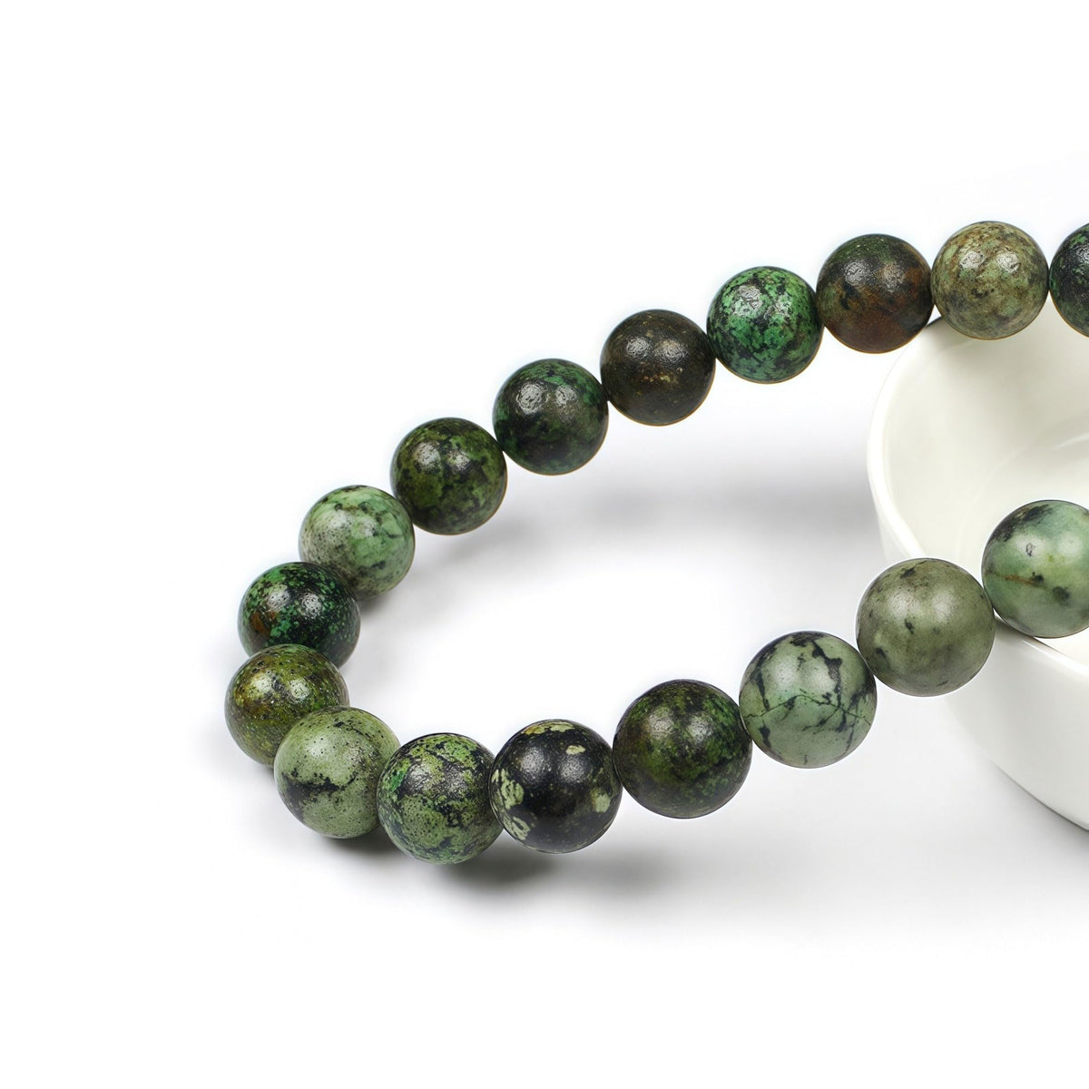 MJDCB Natural African Turquoise Beads Round Loose Stone Beads for Jewelry Making DIY Bracelet Necklace Accessory 15" (10mm)
