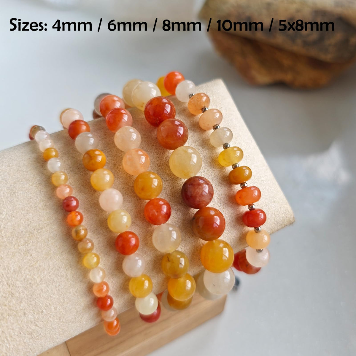 CHCCOYE 6mm Natural Healing Gemstone Bracelet Handmade Yoga Stretch Elastic Bracelet Stress Relief Crystal Jewelry for Men and Women (6mm, Golden Jade)