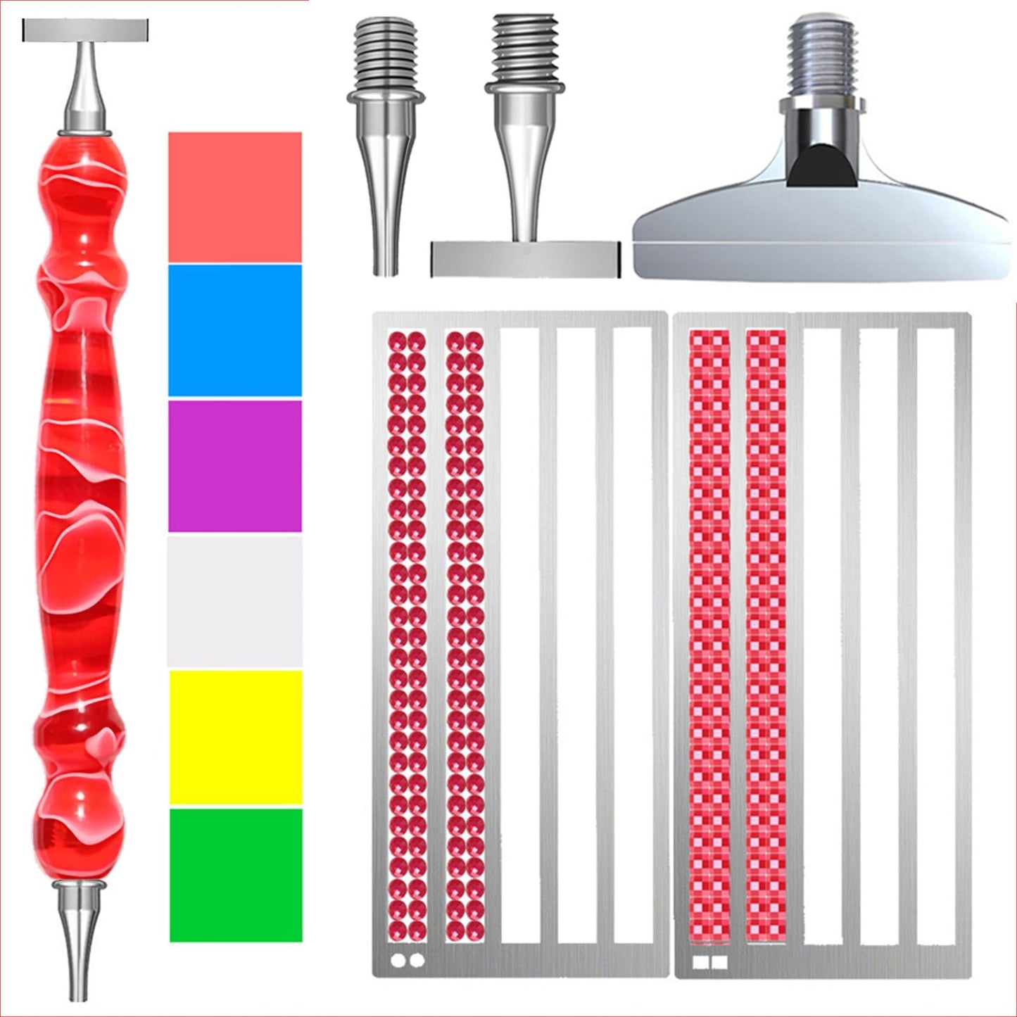 LEIYULY 12 PCS Diamond Art Pen with Ruler, 1,7 Beads Stainless Steel Nibs and Square & Round Diamond Art Ruler, Ergonomic Diamond Art Pen, 5D Diamond Painting Pens Tools, Diamond Art Kits for Adults