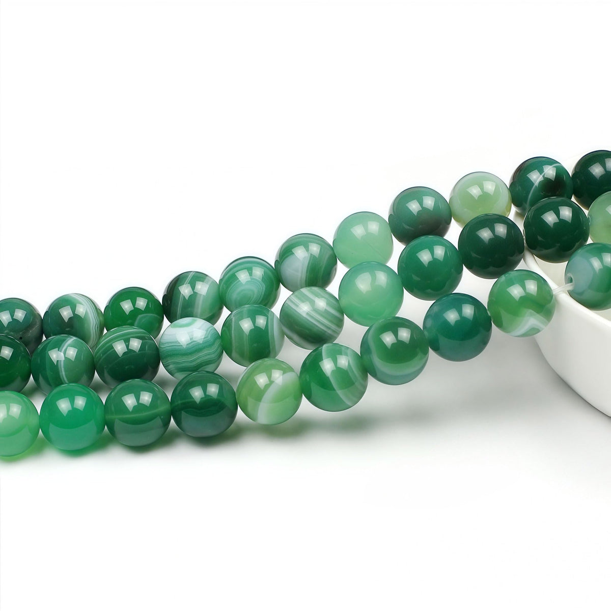 MJDCB Natural Stone Beads Green Striped Agate Round Loose Beads for Jewelry Making DIY Bracelet Necklace (8mm)