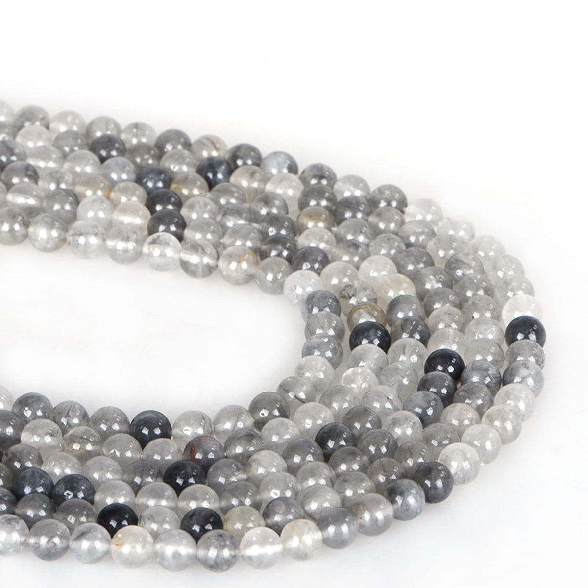 ICAI Beads（Cloudy Quartz Crystals） Natural Stone Gemstone Round Loose Beads Crystal Energy Stone Healing Power for Jewelry Making DIY,1 Strand 46-48pcs（8mm）