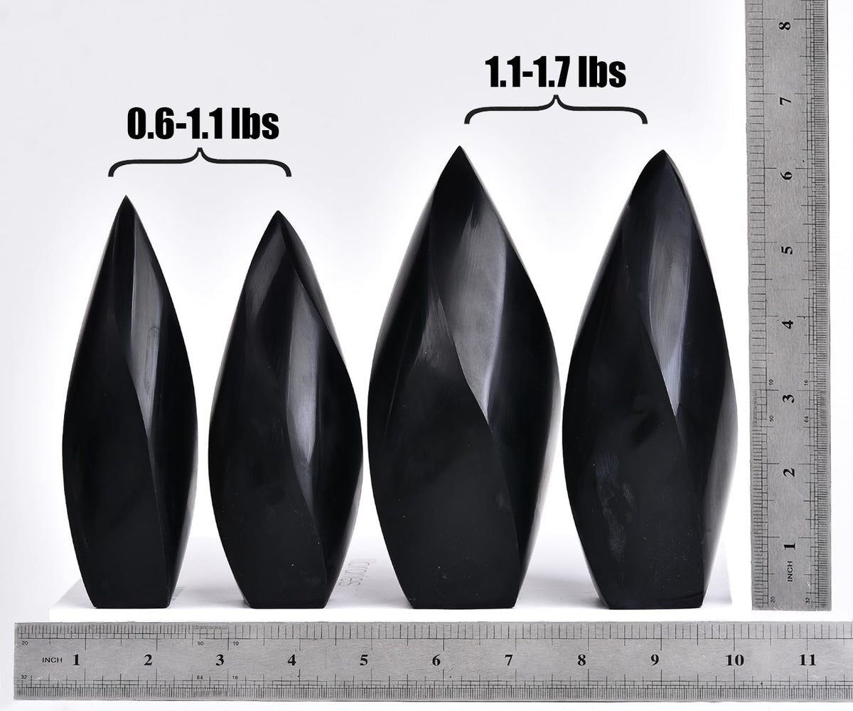 JIC Gem Large Healing Crystal Tower Black Obsidian 4 Sides Spiral Obelisk Point Energy Gemstone Home Decor 1.1-1.7 Lbs