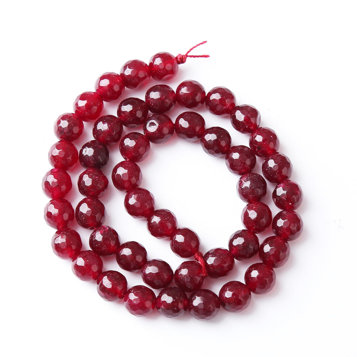 45pcs 8mm Faceted Red Jade Gemstone Beads Natural Stone Round Loose Spacer Beads for Jewelry Making DIY Bracelet Necklace 1 Strand 15inch