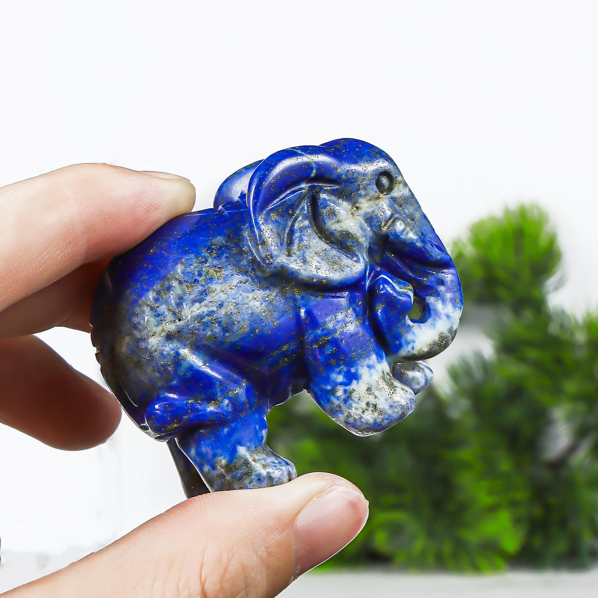 SMQ Lapis Lazuli Crystal Elephant Statue - 2'' Blue Healing Stone Figurine for Desk Decor,Office Decor for Women,Elephant Gifts,Spiritual Animal Carvings Home Ornament