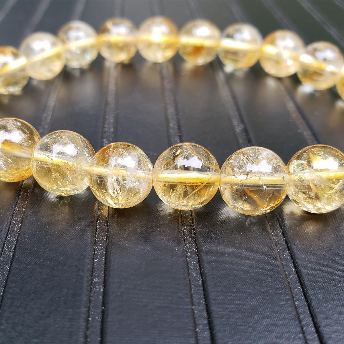 chengmu 8mm Citrine Stretch Bracelet Round Stone Beads for Crystal Elastic Beaded Bracelet 7.5"