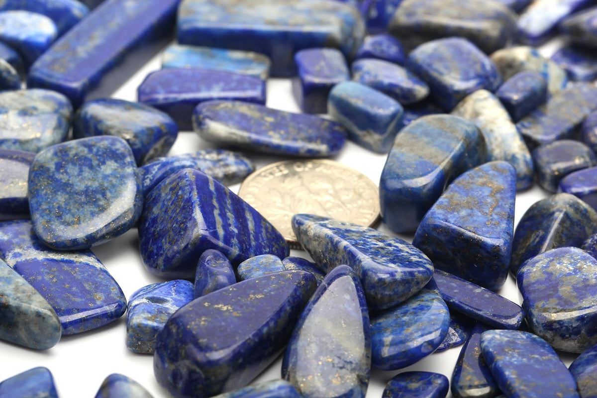 ZenQ 1 lb Lapis Lazuli Tumbled Stone Chips Crushed Natural Crystal Quartz Pieces