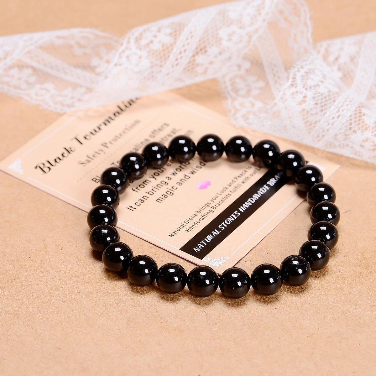 AD Beads Handmade Gemstone Stretch Elastic Bracelet Crystal Healing Reiki Nature's Beauty and Spiritual Essence Unisex (4mm, Black Tourmaline (Best Protection))