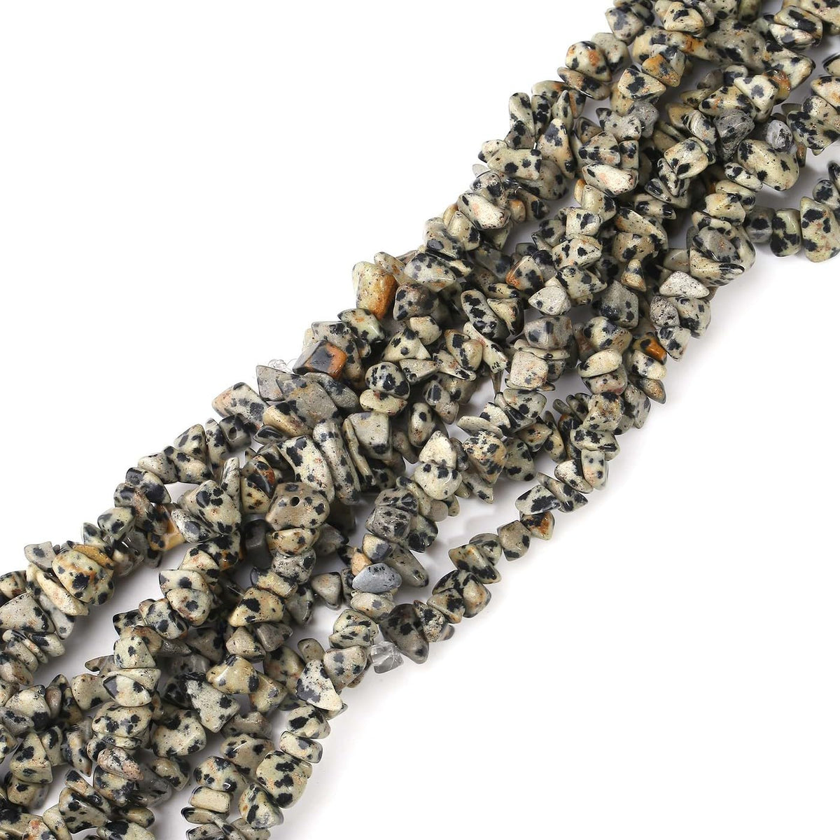 LAIDANLA Dalmation Spot 400pcs Natural Chip Stone Beads 5-8mm Healing Crystal Irregular Gemstones Drilled DIY Loose Rocks Bead Crystal for Bracelet Earrings Necklace Jewelry Making Crafting