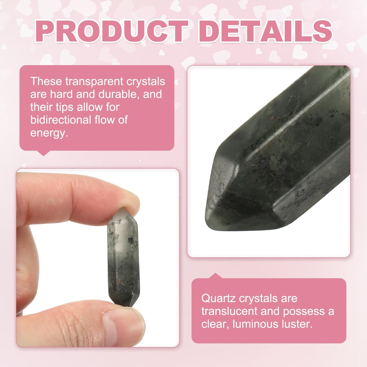 MECCANIXITY 10 Pack African Bloodstone Quartz Crystals, Polished Crystals Bulk Hexagonal Shaped Meditation Gemstone for Jewelry Making Energy Balance Accessories Gifts