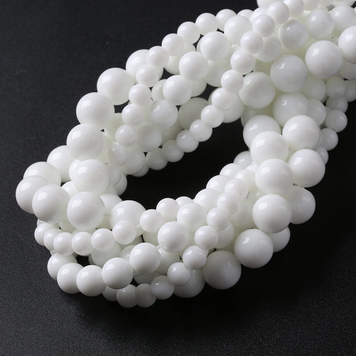 32PCS 12MM Natural White Agate Stone Beads Round Shape Suitable for Jewelry DIY Bracelet 15 Inches