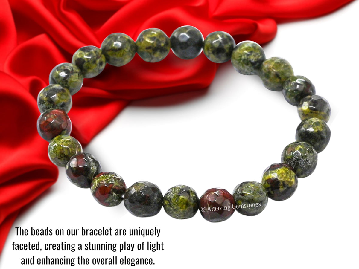 Amazing Gemstone Dragon Bloodstone Bracelet for Women - Chakra Mens Bracelet Protection Crystals and Healing Stones - Blessing Bracelet Spiritual Meditation Gift Christmas Stocking Stuffers