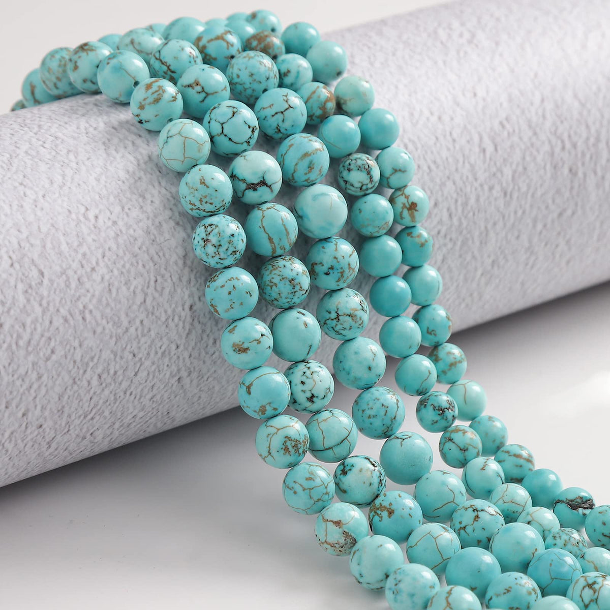 60pcs 6mm Natural Turquoise Gemstone Beads Energy Healing Crystal Round Loose Stone Beads for Jewelry Making, DIY Bracelets Necklaces
