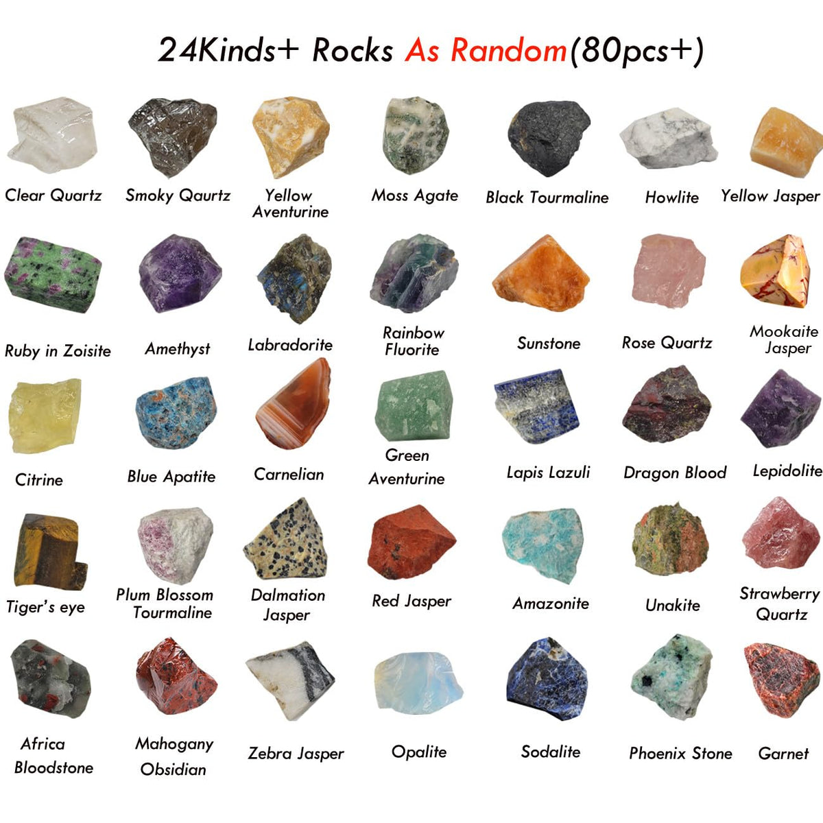 3lb Bulk Mini Rocks and Mineral Assortment Set Natural Rocks for Tumbling,24+Kinds Bulk Gemstone Raw Crystals Rough Stones for Polishing Wicca & Reiki Crystal Healing (3lb)