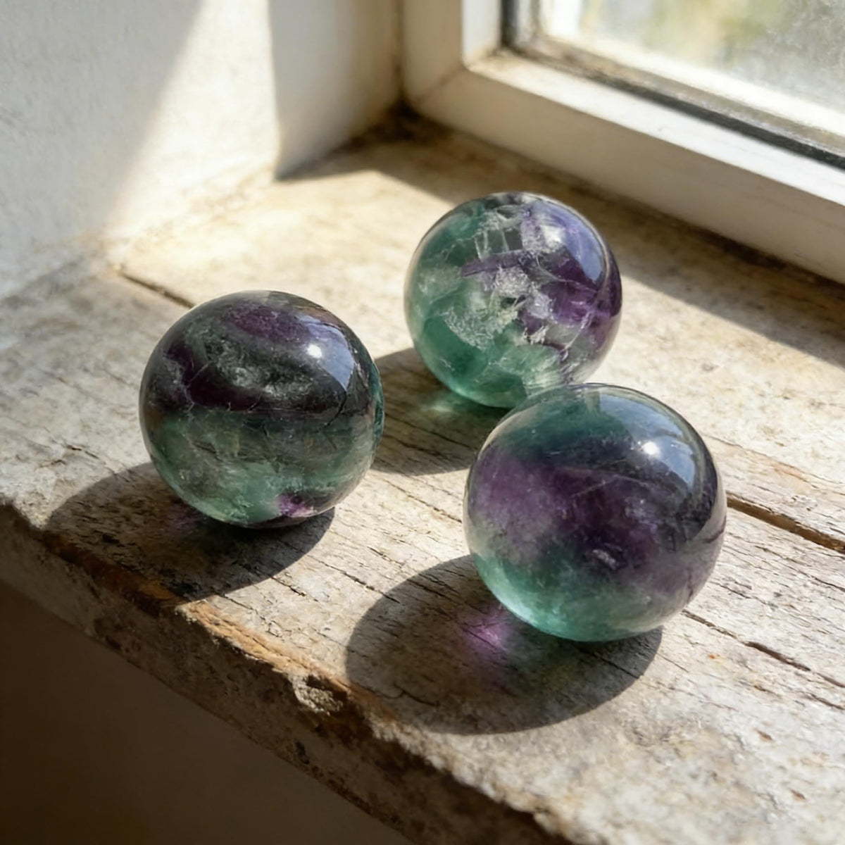 AierCrystal Natural Stone Crystal Sphere Feng Shui Home Decoration Ball Positive Energy Scrying Orb for Meditation Tool for Spiritual Space Purification Globe Diameter4-5cm Fluorite Sphere
