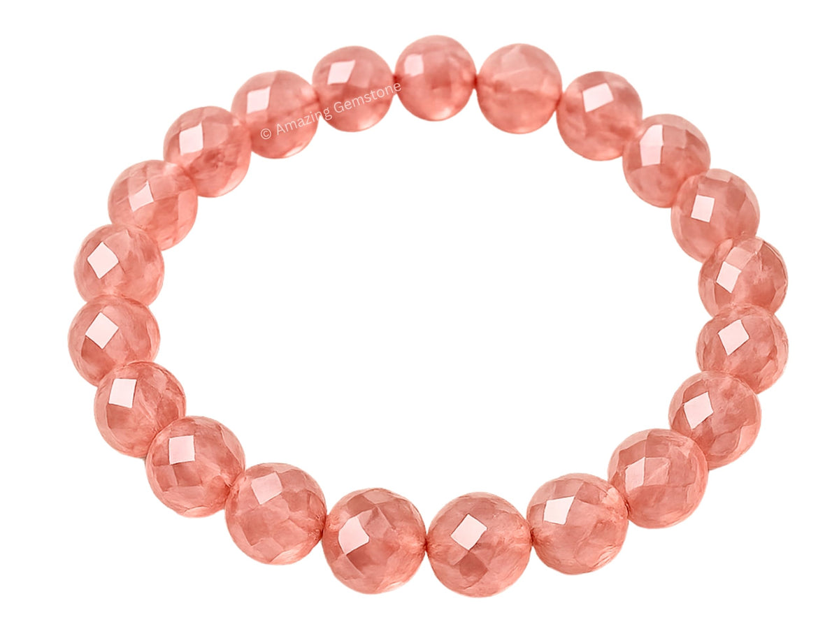 Amazing Gemstone Cherry Quartz Bracelet for Women - Chakra Mens Bracelet Protection Crystals and Healing Stones - Blessing Bracelet Spiritual Meditation Gift Christmas Stocking Stuffers