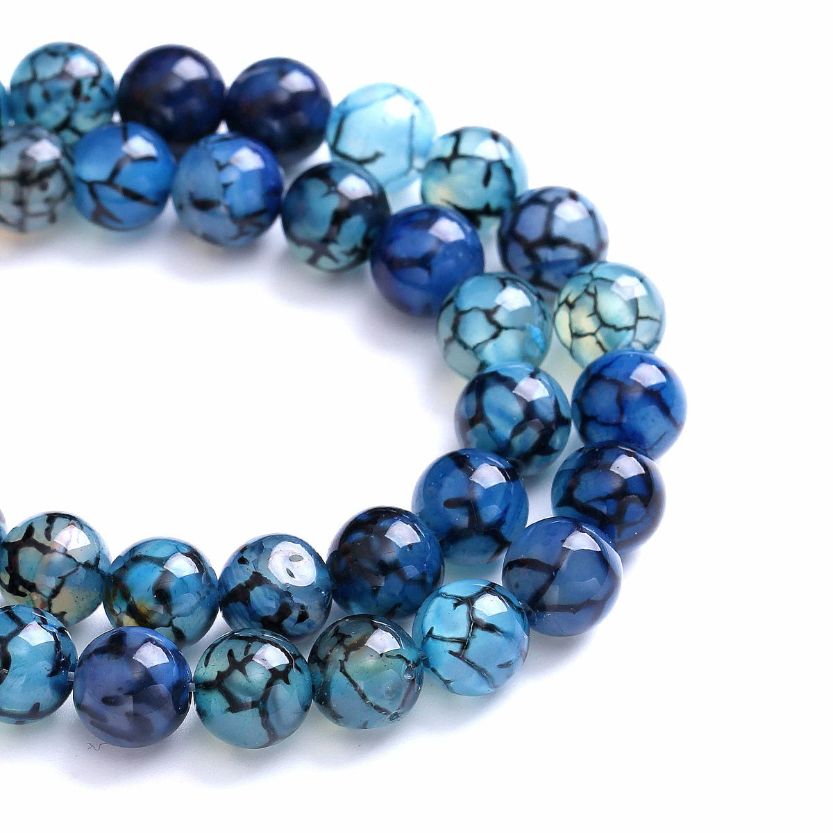 6MM 60PCS Natural Stone Blue Dragon Vein Agate Loose Beads for Jewelry Making DIY Bracelet Necklace