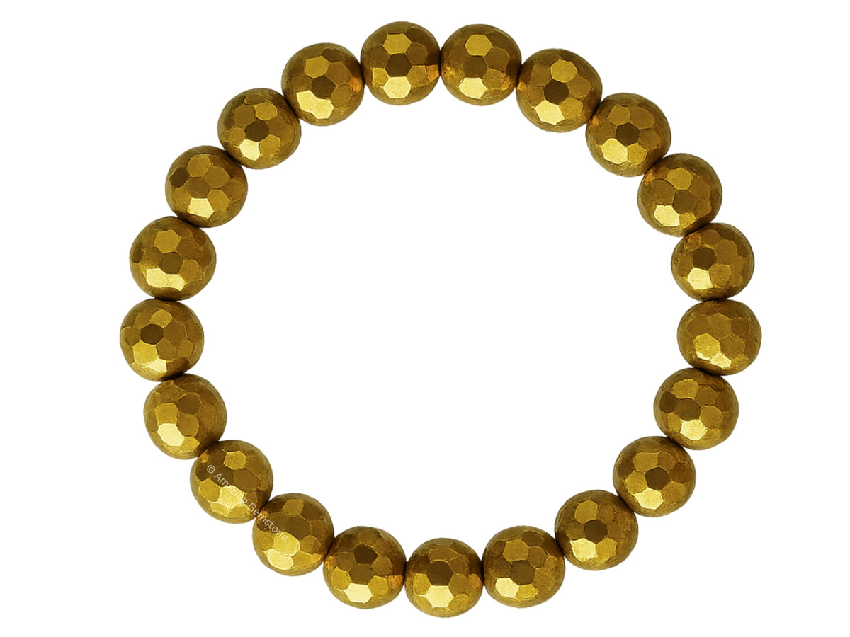 Amazing Gemstone Golden Hematite Bracelet for Women - Chakra Mens Bracelet Protection Crystals and Healing Stones - Blessing Bracelet Spiritual Meditation Gift Christmas Stocking Stuffers