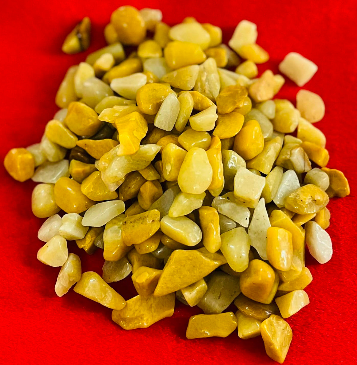 Indian Consigners Natural Crushed Polished Tumbled Gem Stone Chips, Decoration & Healing Crystals(Yellow Aventurine)
