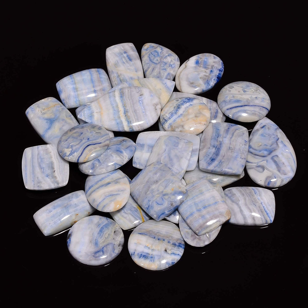 3pcs Natural Blue Scheelite Gemstone Cabochon Mix Shape Loose Gemstone Wholesale Cabochons Lot, Jewelry Making Loose Gemstone, DIY, Wire Wrapping, Healing Crystals, Bulk Deal (20-25 mm)