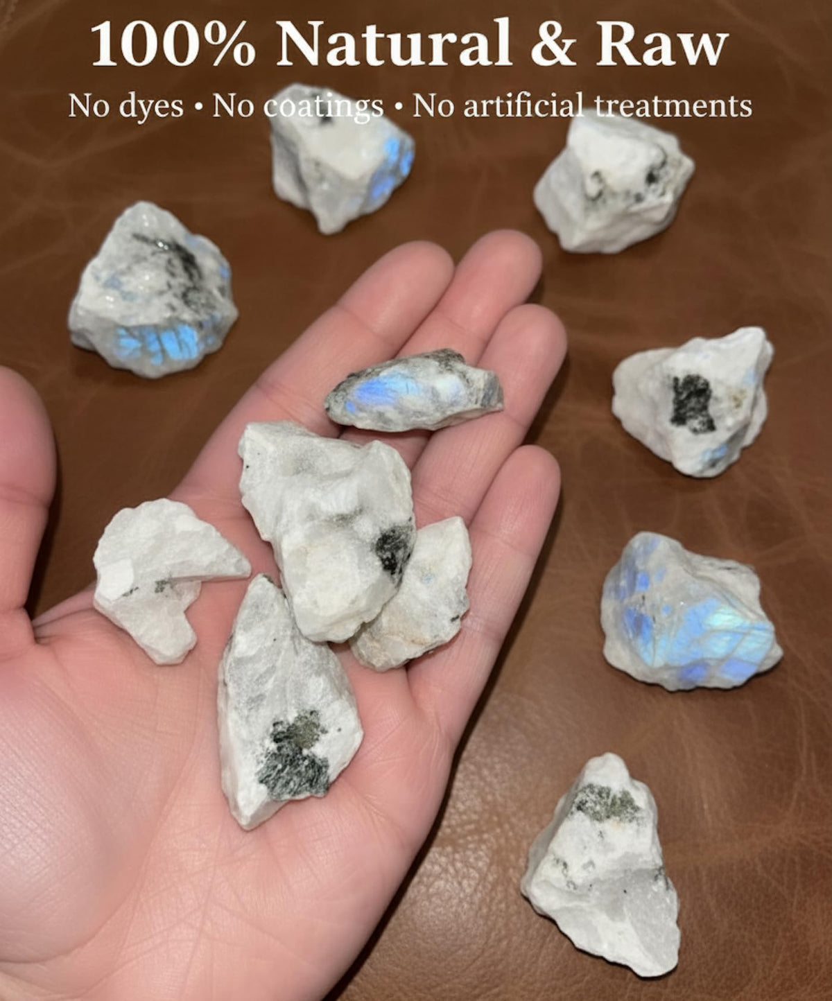 2 Pcs Rainbow Moonstone Raw Crystal Set Natural Stones for Meditation, Reiki, Energy Balancing & Collection