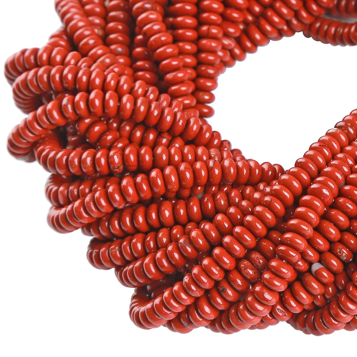 150PCS 2x4mm Natural Chinese Red Jasper Rondelle Beads Abacus Disk Stone Beads Round Loose Spacer Gemstone Beads for DIY Bracelet Necklace Jewelry Making