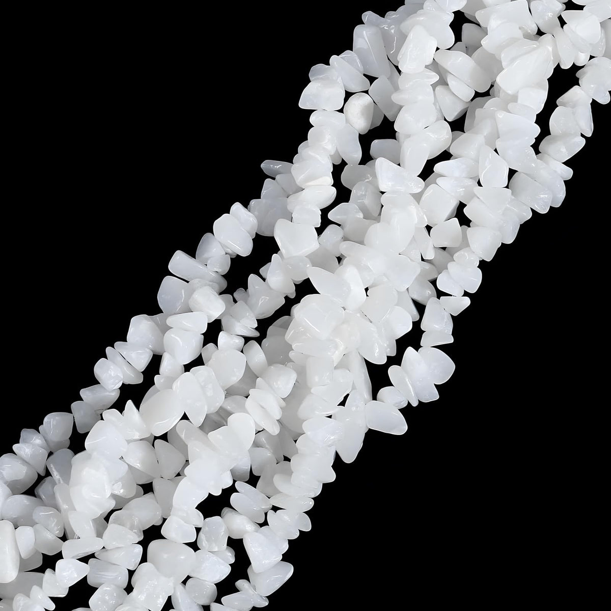 HAAMIIQII 5-8mm Natural White Jade Chips Beads - Genuine Real Irregular Freeform Chip Loose Gemstone Energy Healing Beads for Jewelry Making Strand 30 Inch