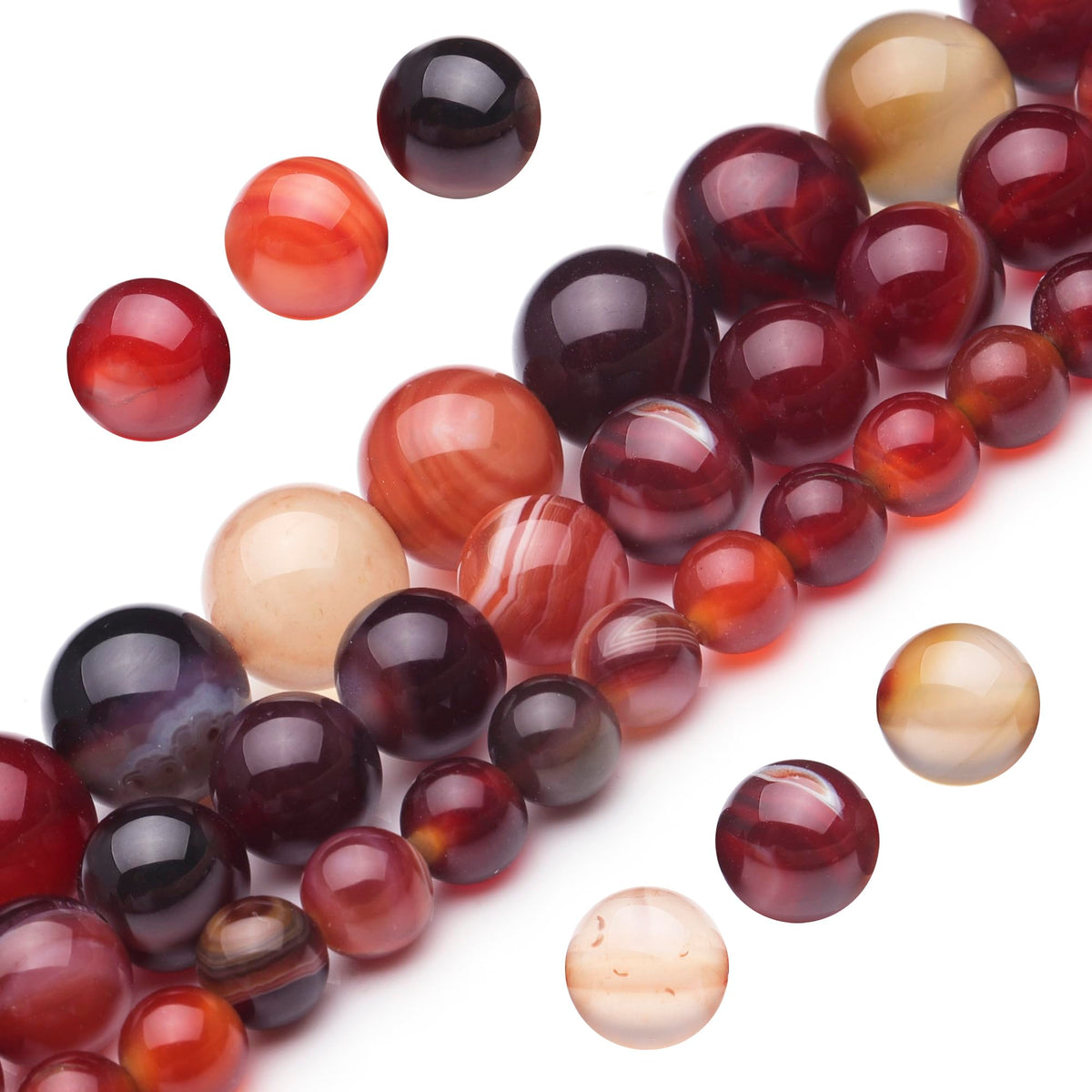 Youngbling Natural Gemstone Beads for Jewelry Making,10mm Wine Red Agate Polished Round Smooth Stone,Genuine Real Stone Red Beads for Bracelet Necklace 15 Inch