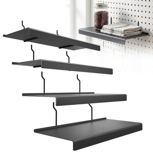 JUGGHOME 4 Pack Pegboard Shelves,10x4.3 Inch Metal Peg Board Shelving,Pegboard Accessories for Storing or Displaying,Pegboard Shelf Brackets for Retail Display Shelves,Garage Organizer,Home Storage