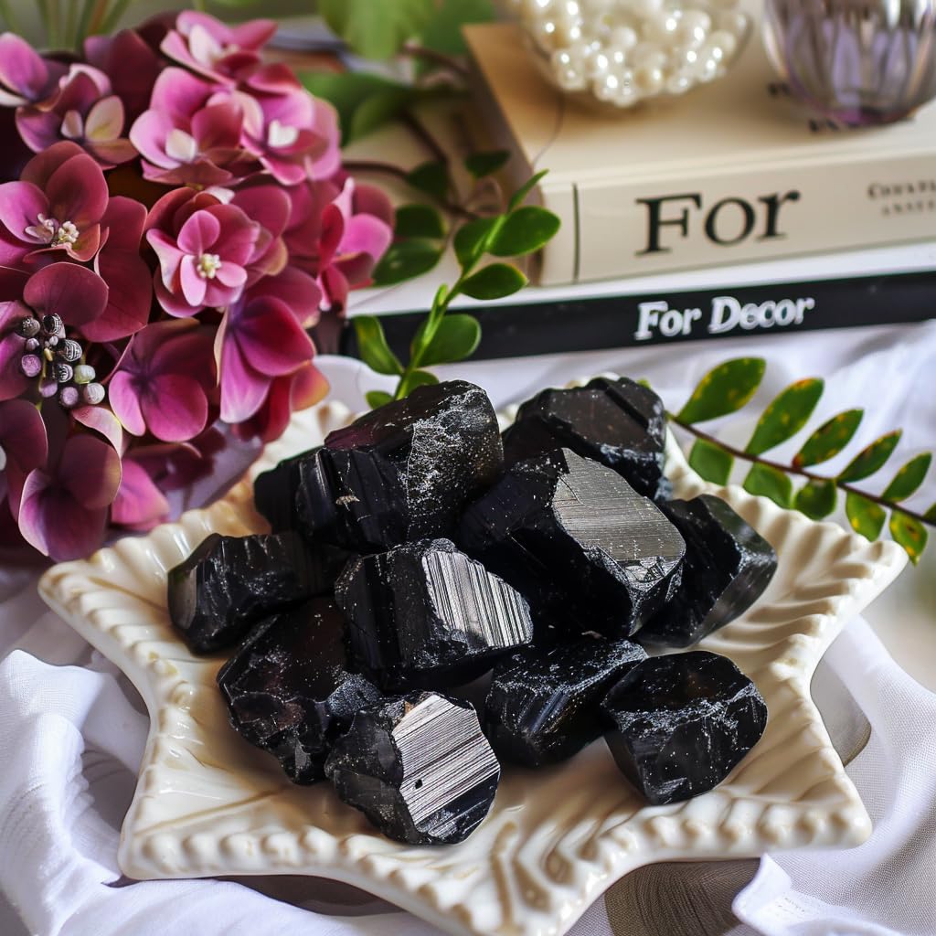 2 lb Black Tourmaline Bulk Raw Crystals and Healing Stones for Tumbling, Wire Wrapping, Wicca Reiki,Meditation