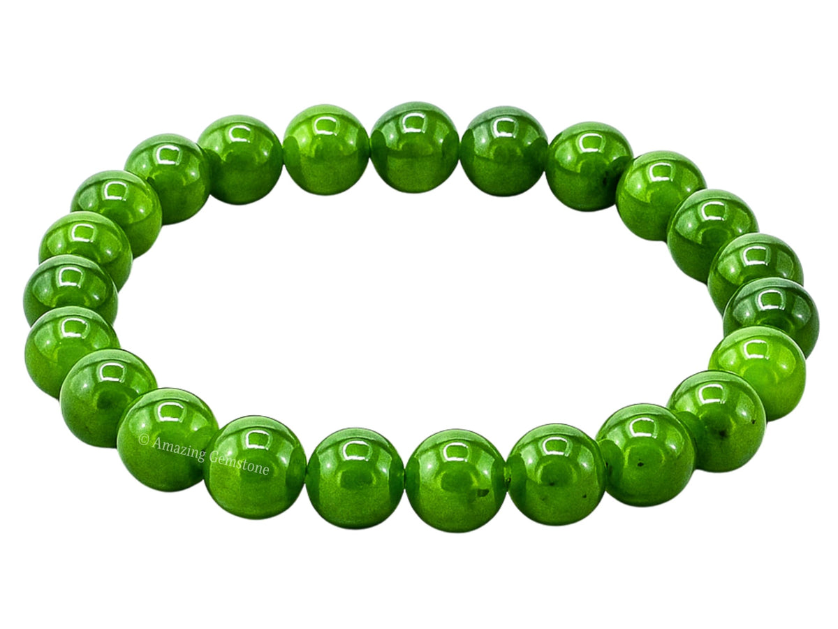 Amazing Gemstone Nephrite Green Jade Crystal Bracelet for Women Men's Gifts - Protection Healing Crystal Bracelet - 8mm Gemstone Beaded Stretchable Bracelet Pulseras Para Hombres Mujer Stocking Stuffers Mothers Day Gift