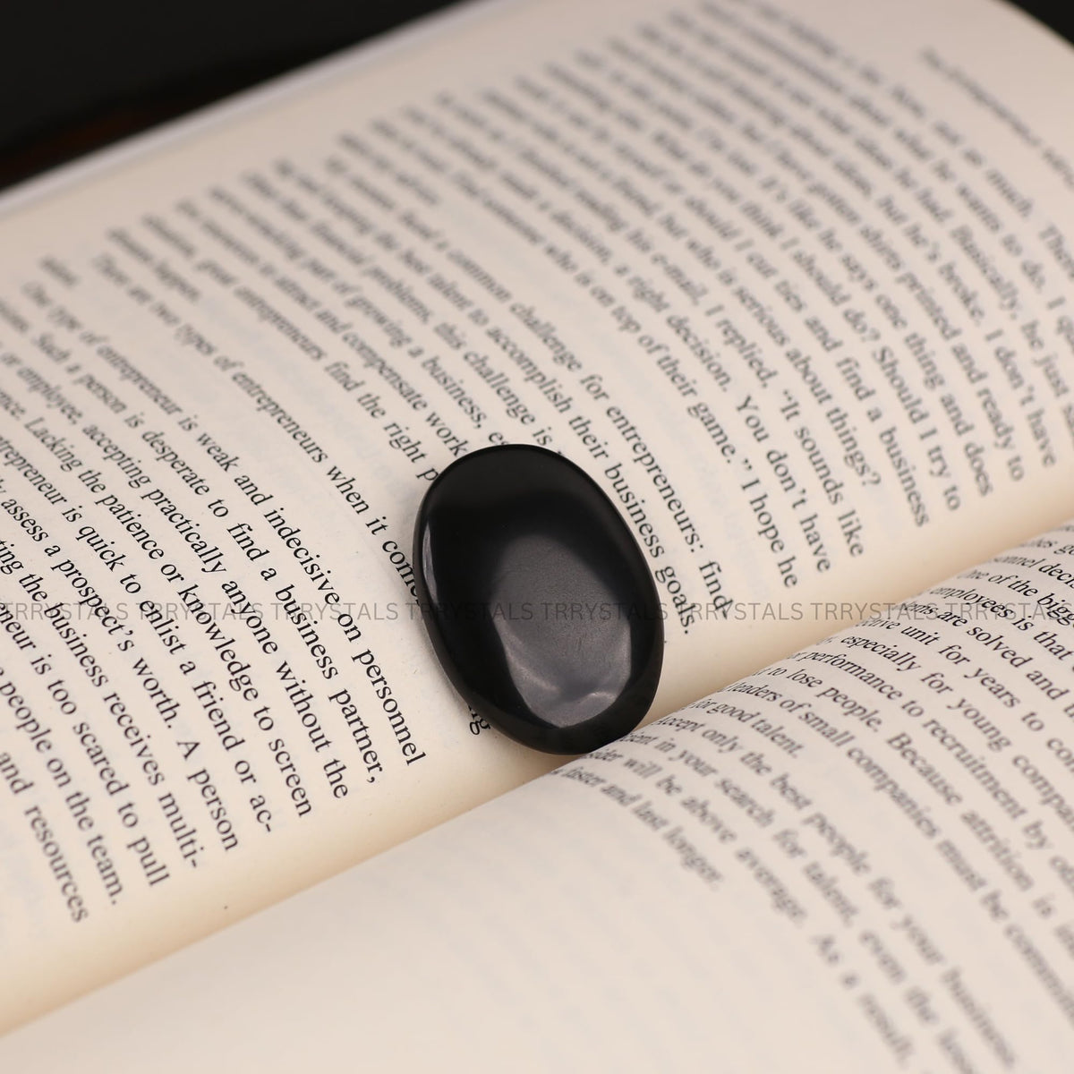 TRRYSTALS Natural Black Obsidian Zibu Coin | Engraved Gemstone Coin for Meditation & Décor | Small Polished Stone Collectible Token For Good Luck