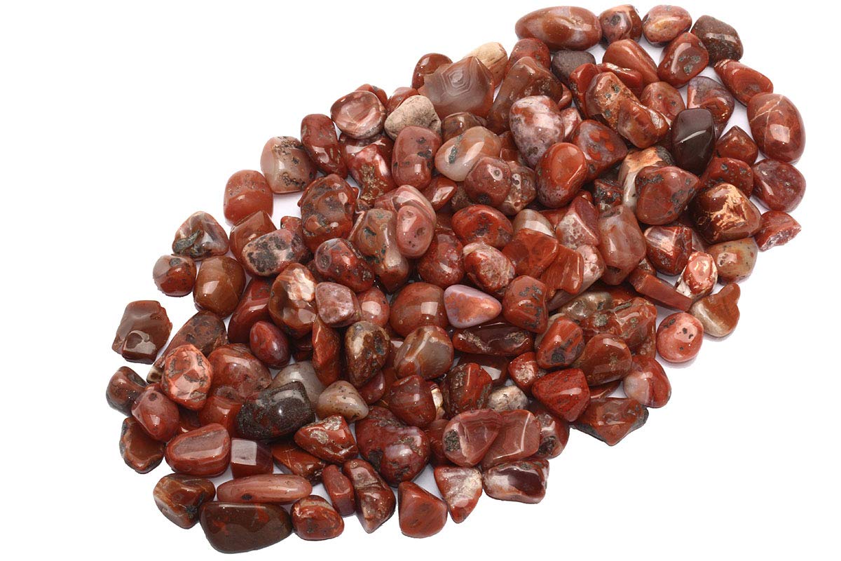 ZenQ 1 lb Red Agate Tumbled Stone Chips Crushed Natural Crystal Quartz Pieces
