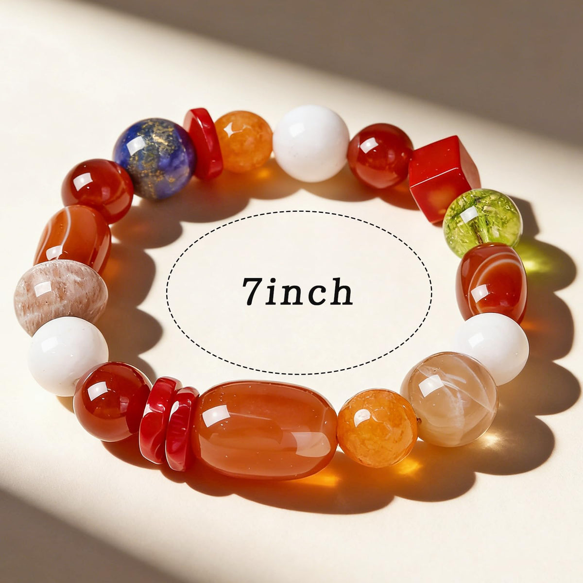 Boho Colorful Beaded Bracelets for Women, Handmade Stretchy Gemstone Bead Bracelet, Summer Women Beach Stackable Bead Bracelets Natural Healing Crystals Relax Stone Bracelets Unique Gifts for Mother (Red)
