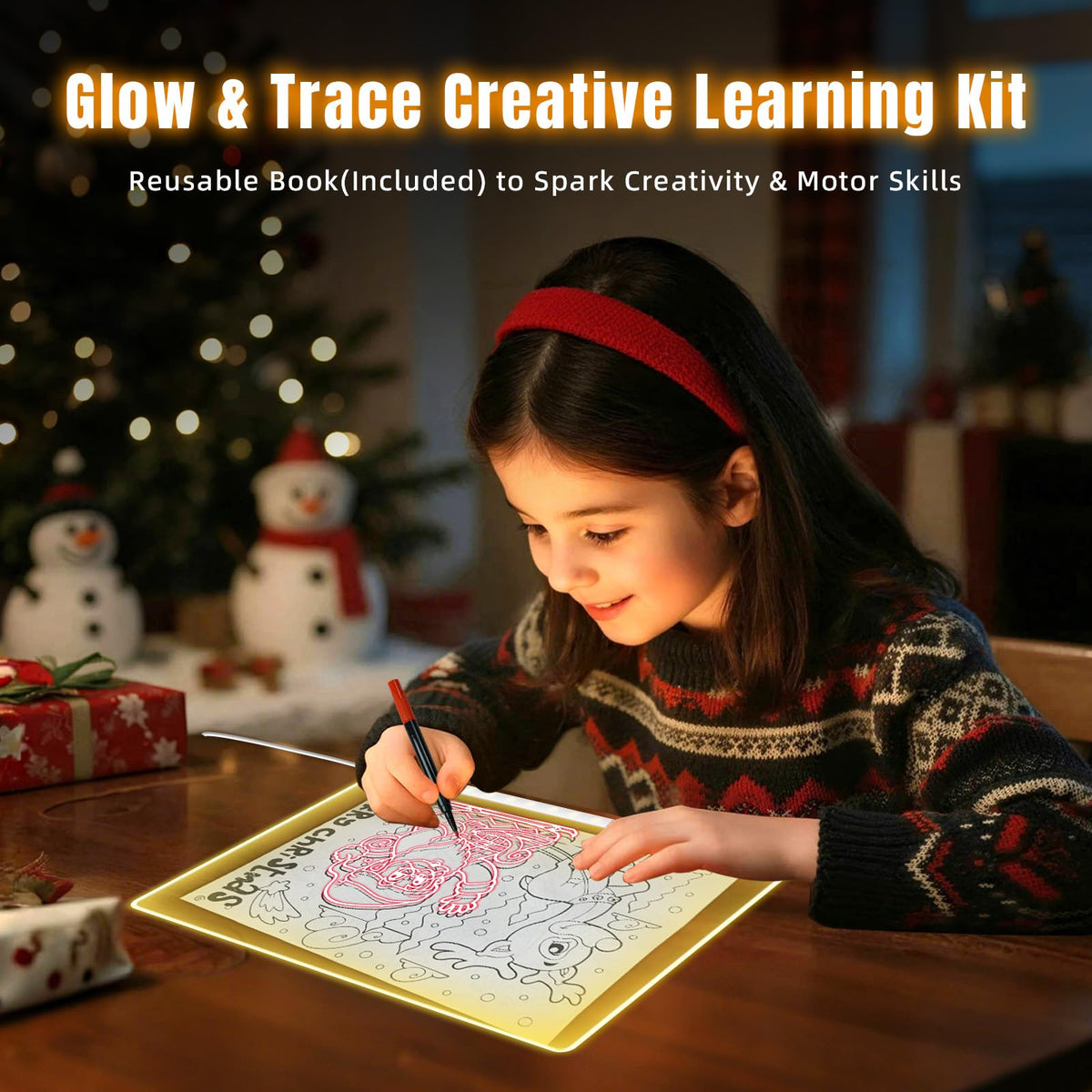 13.7" X10" Led Drawing Board for Kids with 13 Light Effects, Doodle Glow Drawing Board for Kids Gifts 8-12, Light Up Drawing Tablet Toy for Girls//Boys/Teens, Birthday Christmas Gift Ideas