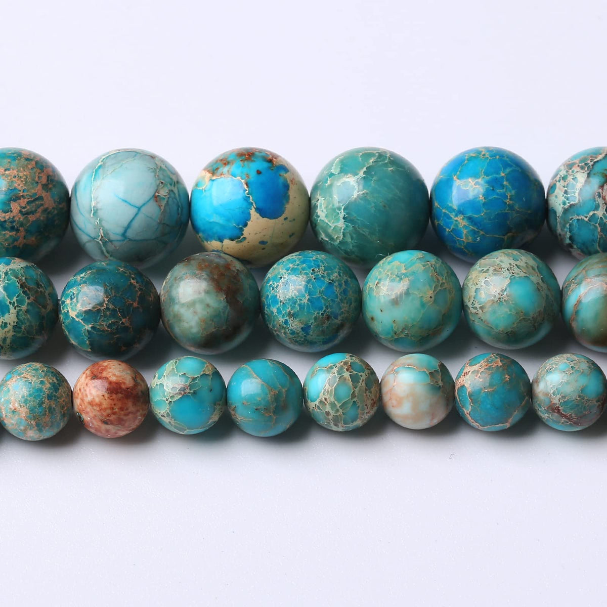 32PCS 12MM Natural Blue Imperial Jasper Stone Beads Round Shape Suitable for Jewelry DIY Bracelet 15 Inches