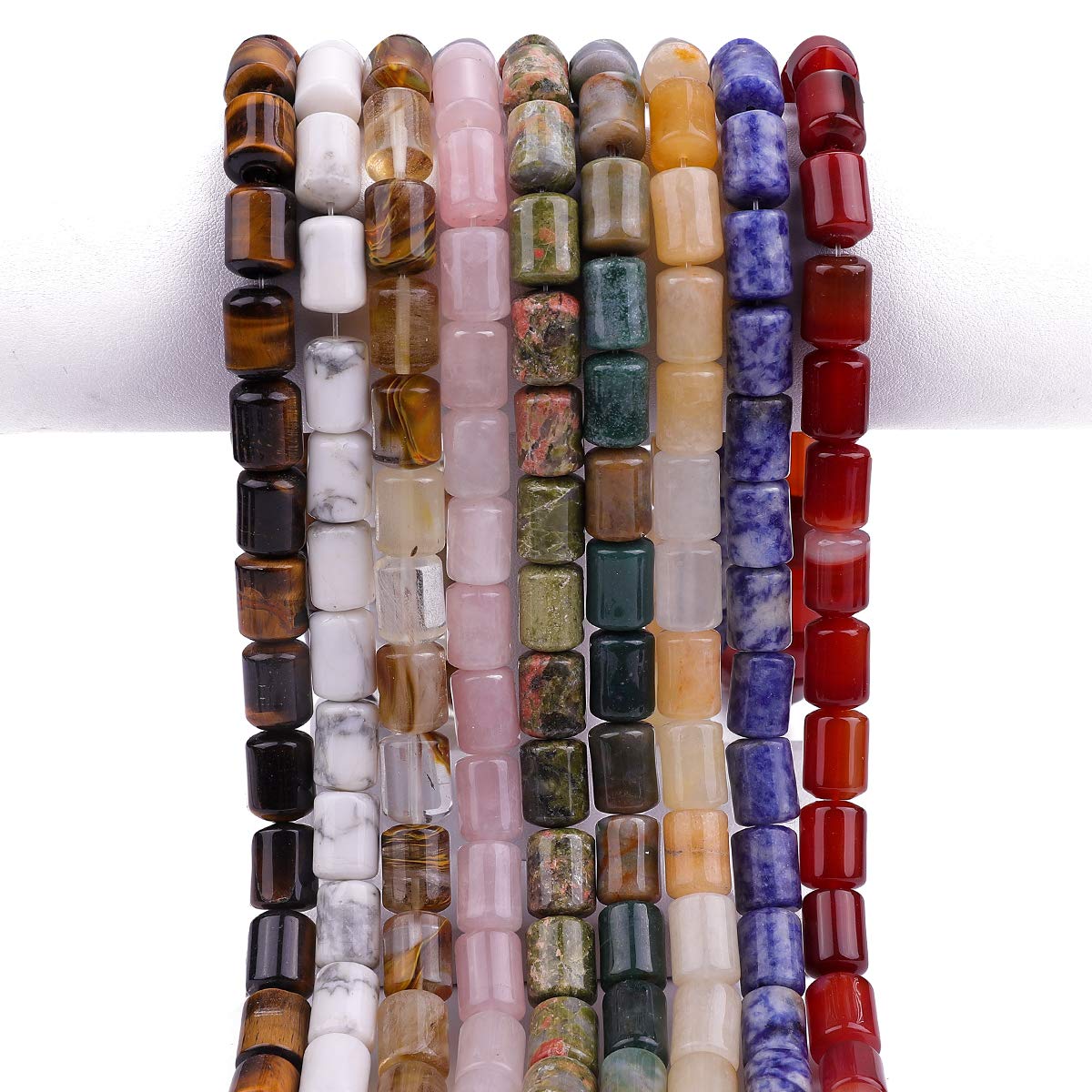 BEADIA Natural Yellow Jade Cylinder Stone Loose Semi Gemstone Beads for Jewelry Making 10mmx14mm 38cm