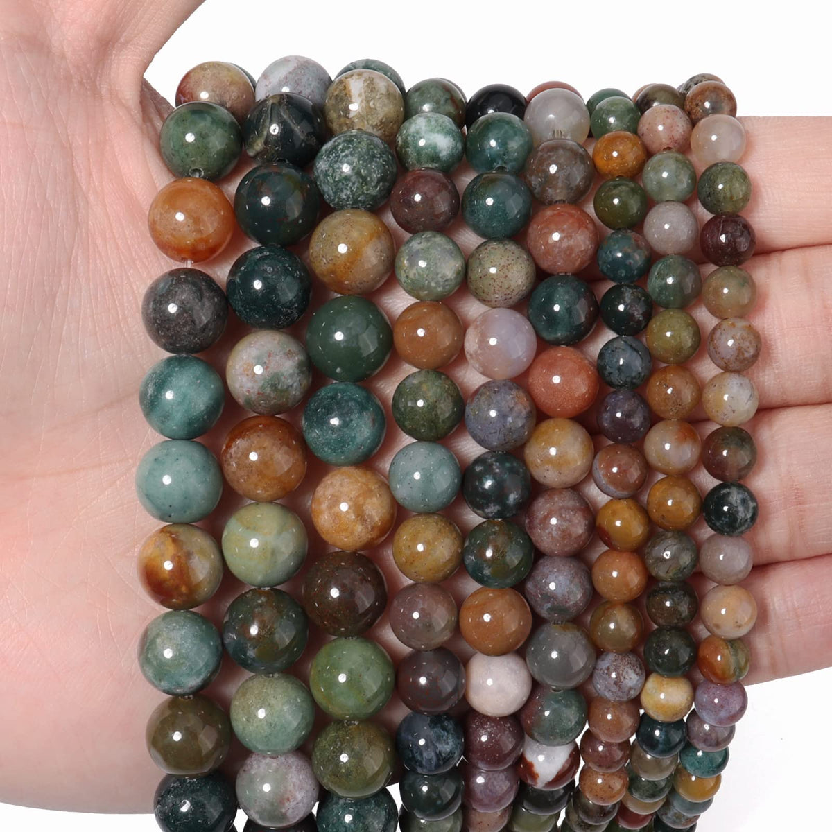 60pcs 6mm Natural Stone Beads Indian Agate Beads Energy Crystal Healing Power Gemstone for Jewelry Making, DIY Bracelet Necklace