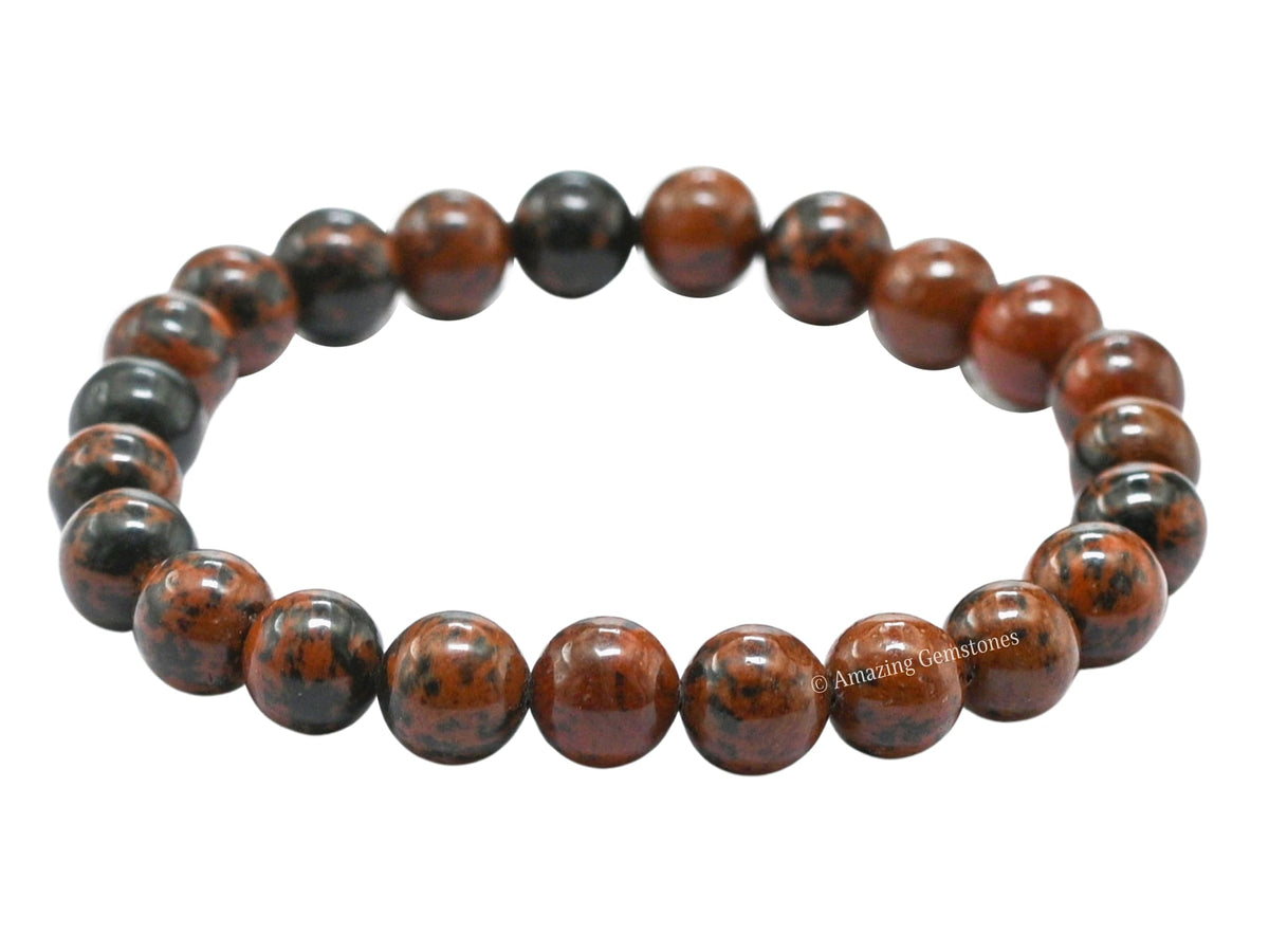Amazing Gemstone Crystal Bracelet for Women Men's Gifts - Protection Healing Crystal Bracelet - 8mm Gemstone Beaded Stretchable Bracelet Pulseras Para Hombres Mujer Stocking Stuffers Mothers Day Gift (Mahogany Obsidian)