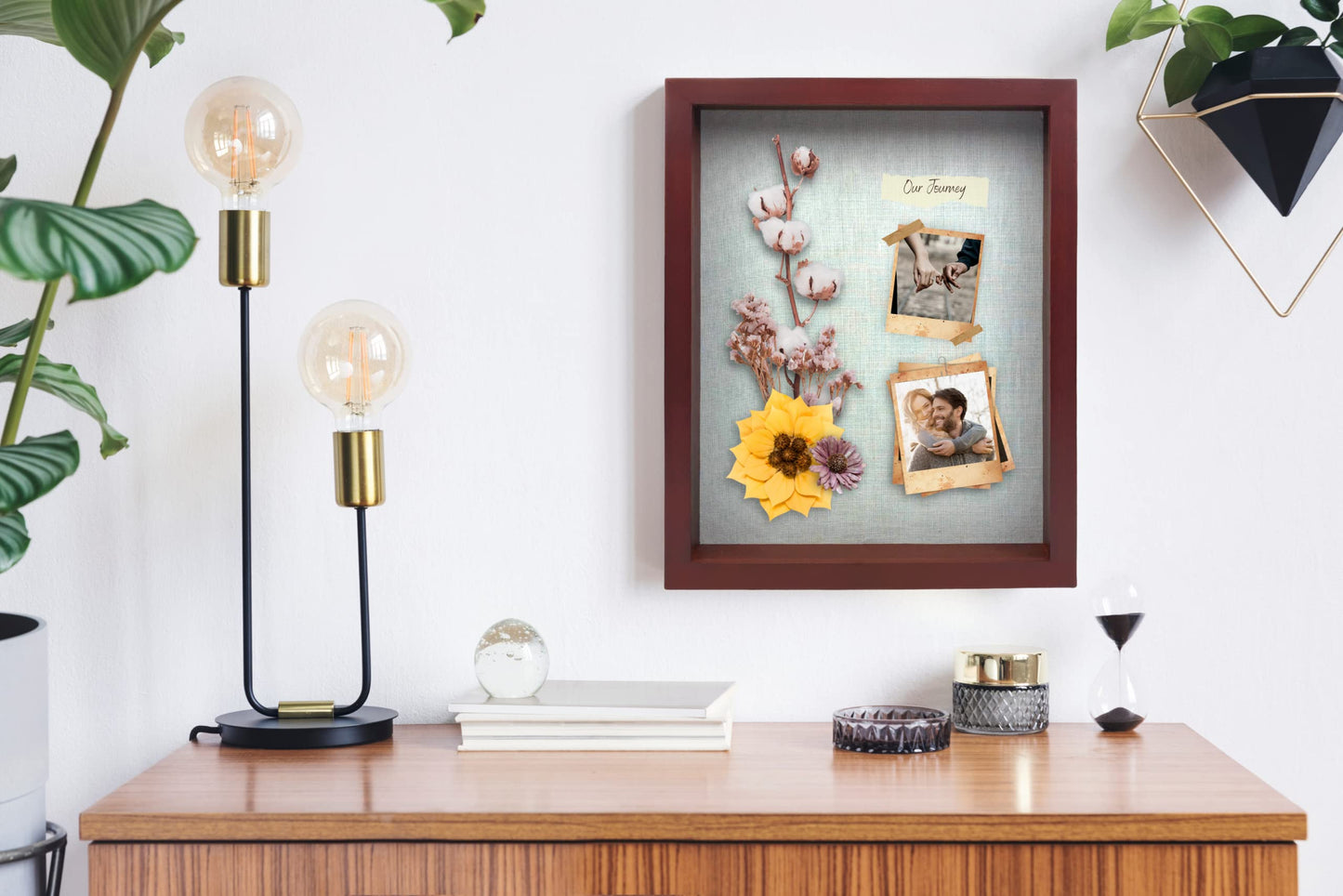 ILOT 11"x14" Solid Wood Mahogany Display Shadow Box Frame - Solid Wood Memory Box for Keepsakes (Picture Box, Military, Wedding, Graduation, and Flower Shadow Box)