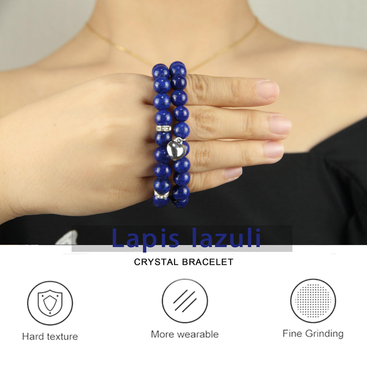 GDLKPYHS Healing Bracelets for Women - Lapis Lazuli Bracelet - Healing Prayers Crystal Bracelet, 8mm Natural Stone Stress Relief Yoga Beads Get Well Soon Gifts