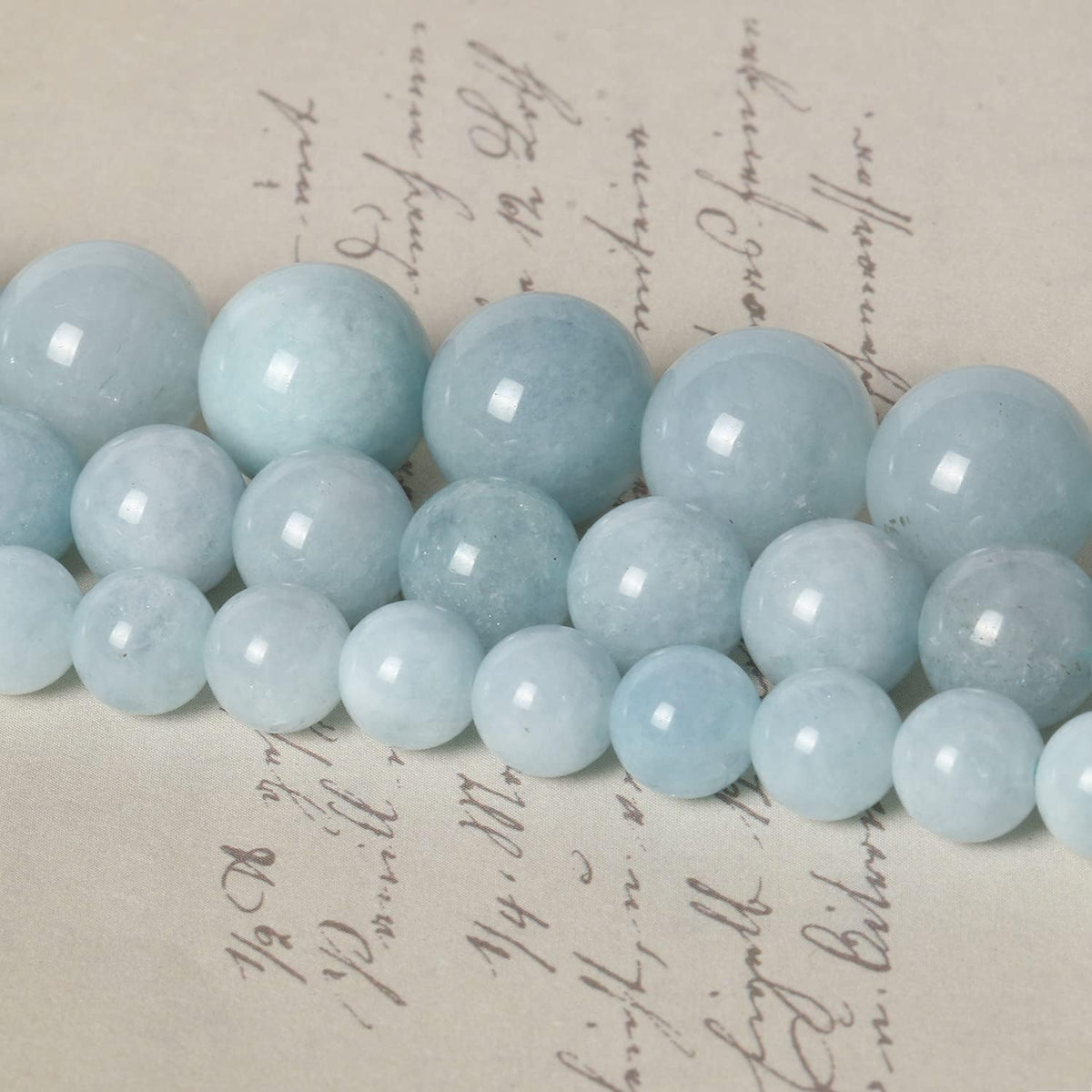 About 45pcs 8mm Natural Stone Beads Aquamarine Beads Crystal Gemstone for Jewelry Making, DIY Bracelet Necklace