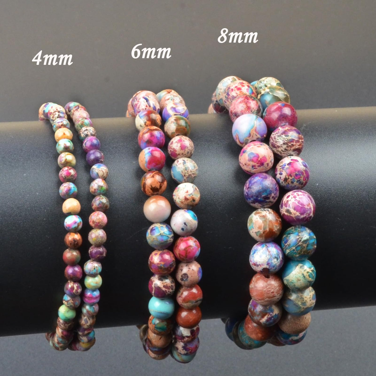 CHCCOYE 6mm Natural Healing Gemstone Bracelet Handmade Yoga Stretch Elastic Bracelet Stress Relief Crystal Jewelry for Men and Women (6mm Imperial Jasper)