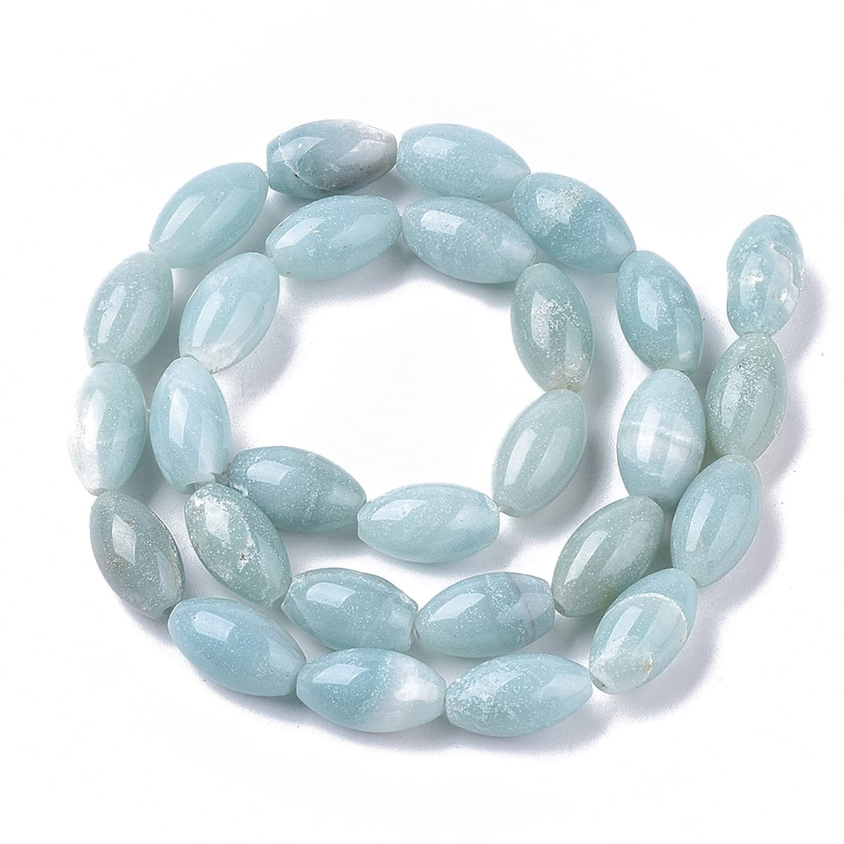 Fashewelry 26pcs Natural Amazonite Stone Beads Barrel Oval Healing Crystal Loose Gemstone Beads 14x8mm for Jewelry Necklace Bracelet Earring Craft, 15.35 Inch